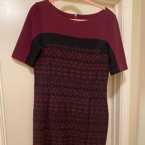 Maroon and Black Patterned Dress